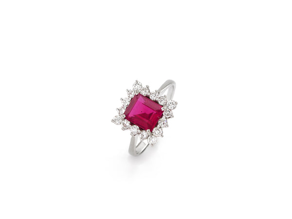 Vintage Diamond Ring with Ruby Verneuil
