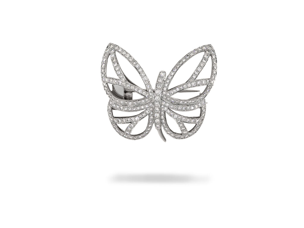 White Gold Vintage Brooch with Diamond