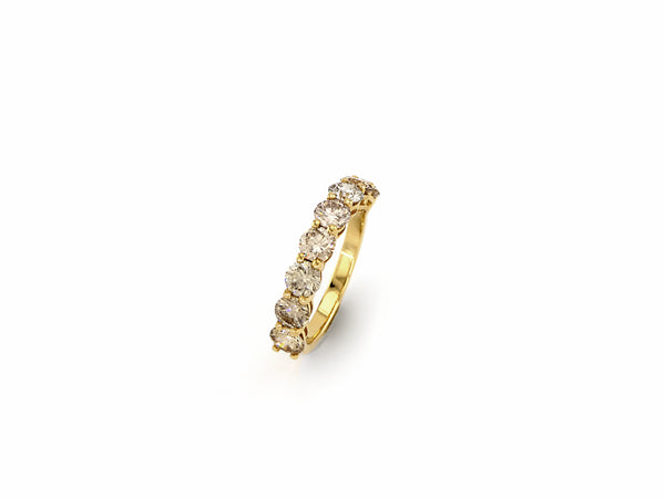 Yellow Gold Half Alliance Ring with Diamond