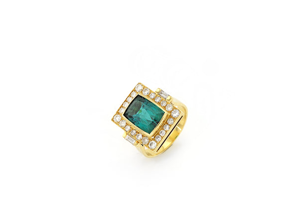 Ring with Diamond & Green Quartz
