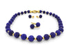 Set Necklace, Ring & Earrings with Lapis Lazuli & Yellow Gold