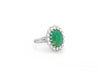 White Gold Vintage Ring with Emerald & Diamond