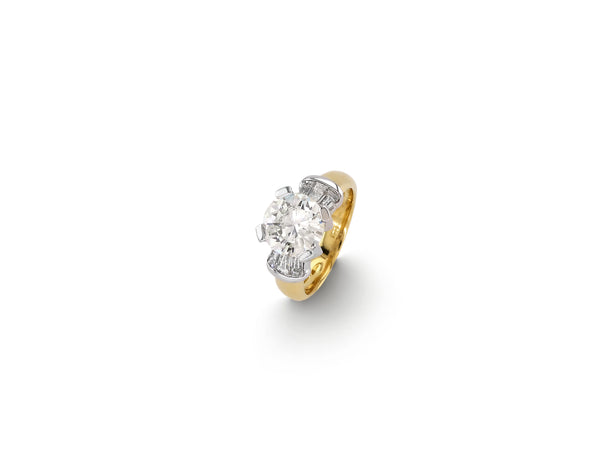 Two Tone Gold Solitaire Ring with Diamond