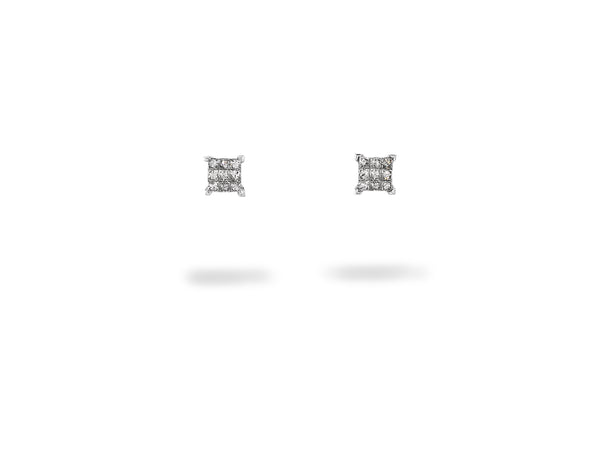 White Gold Ear Studs with Diamond