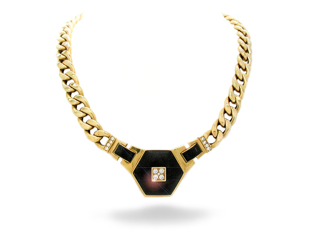 Necklace with Black Wood & Diamond