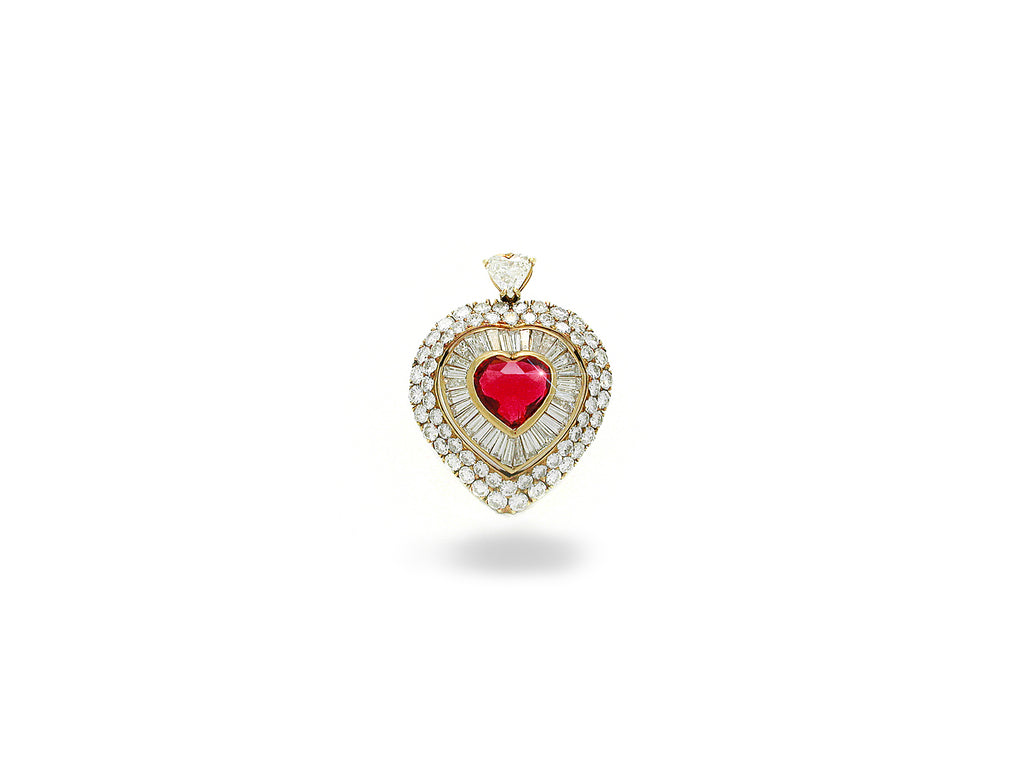 Pendant with Diamond and Red Spinel