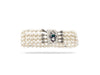 Four Row Pearl Bracelet with Diamond & Emerald