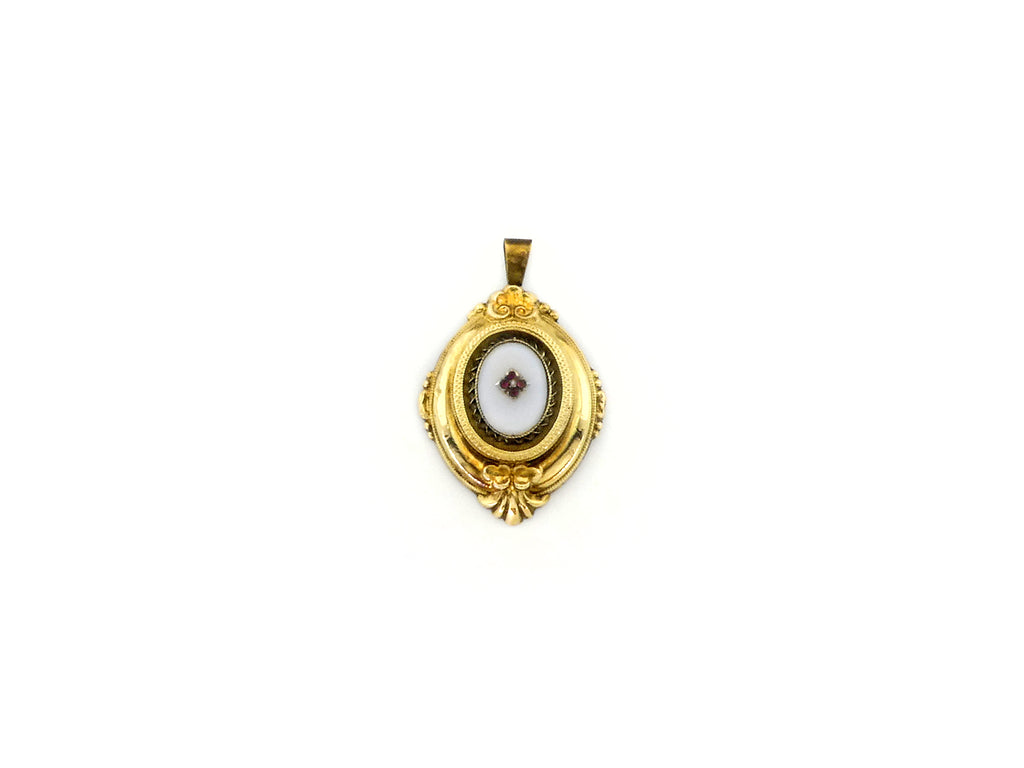 Pendant with White Stone & Ruby