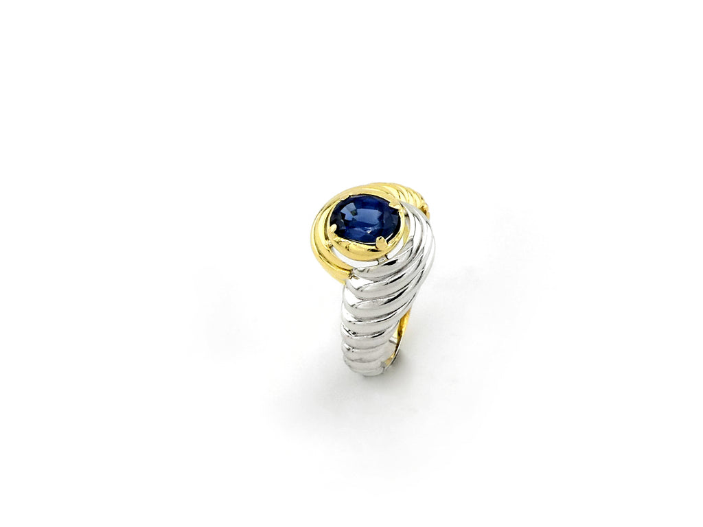 Two Tones Golden Ring with Sapphire