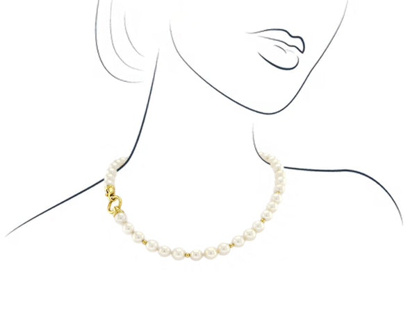 Pearl Necklace with Yellow Golden Clasp