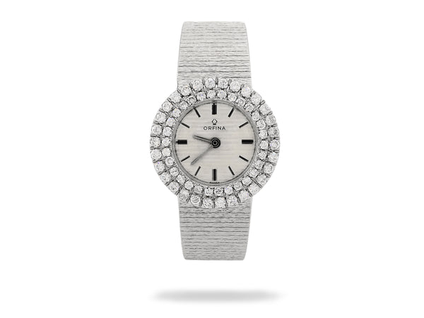 Orfina Vintage 1970 White Gold Watch with Diamond