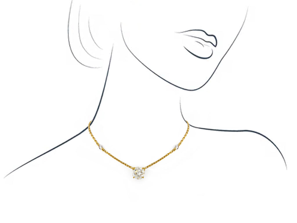 Yellow Gold Pendant with Solitaire Diamond on Chain
