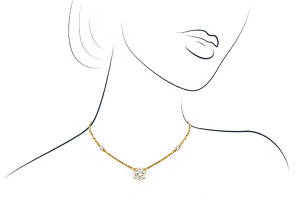 Yellow Gold Pendant with Solitaire Diamond on Chain