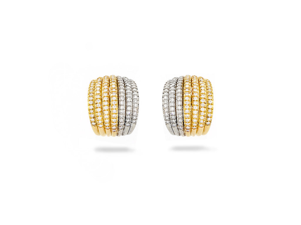 Vintage Two Tone Gold Earrings with Diamond