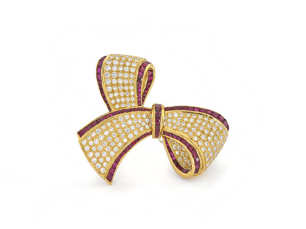 Vintage Brooch Yellow Gold with Diamond & Ruby