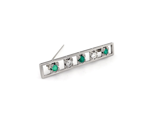 Art Deco Brooch with Diamond & Emerald
