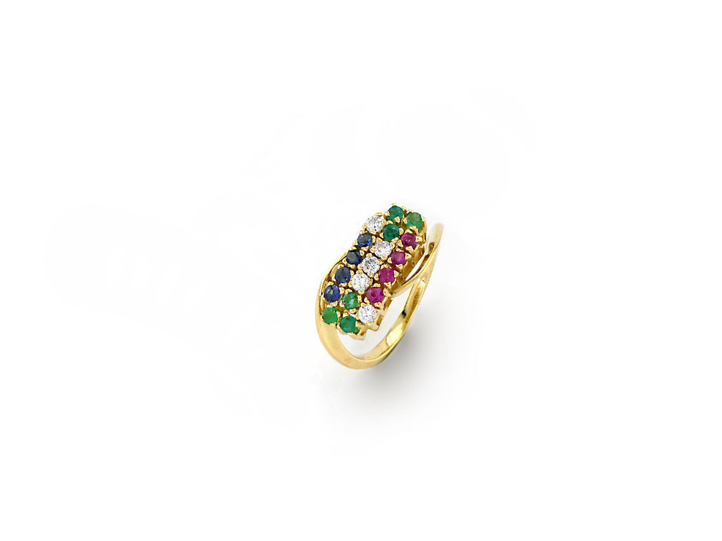 Ring Yellow Gold with Precious Stones